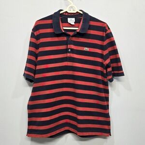 Lacoste Polo Shirt Size 7 US XXL Striped Rugby Croc Logo Retro 80s Preppy Sporty